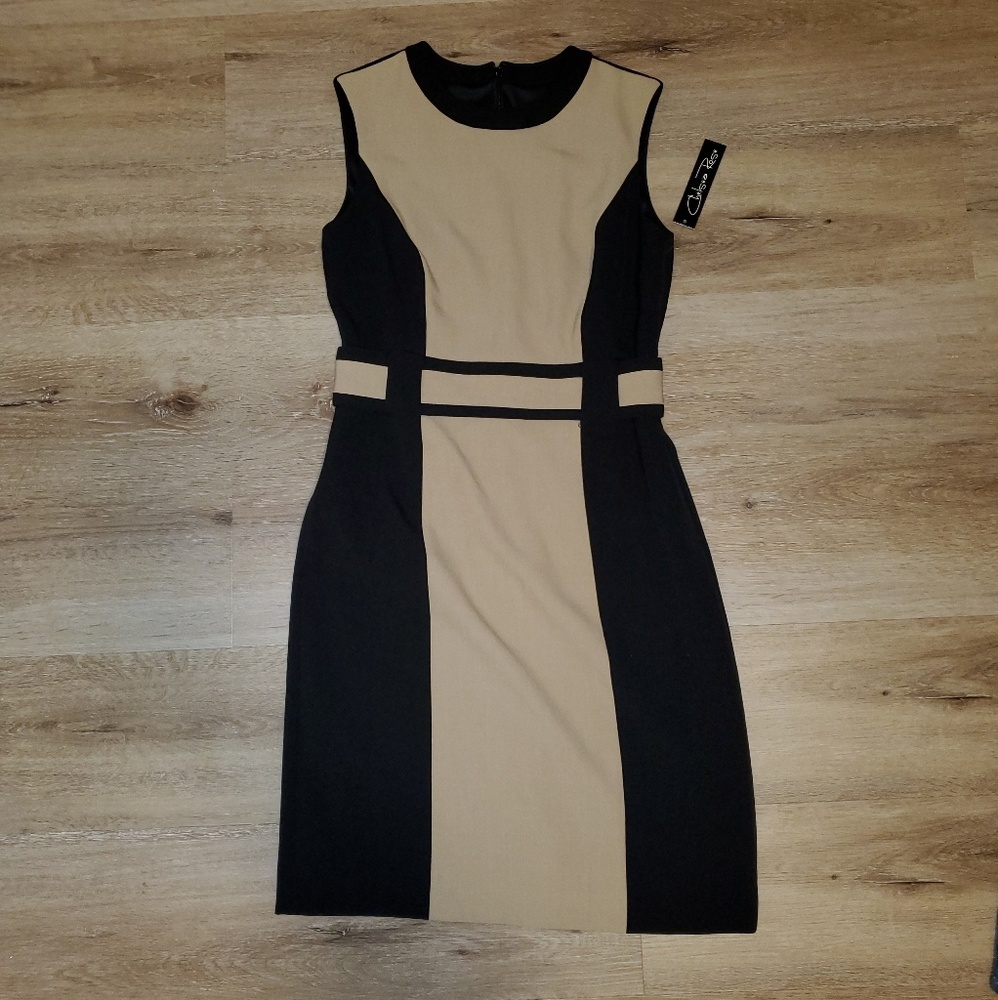 CHELSEA ROSE TAN & BLACK DRESS